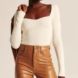 Abercrombie & Fitch White Corset Slim Sweater Size Medium NWT